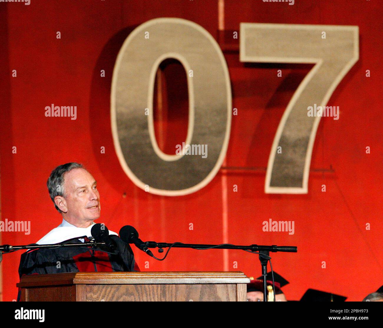 New York City Mayor Michael Bloomberg gives the commencement address