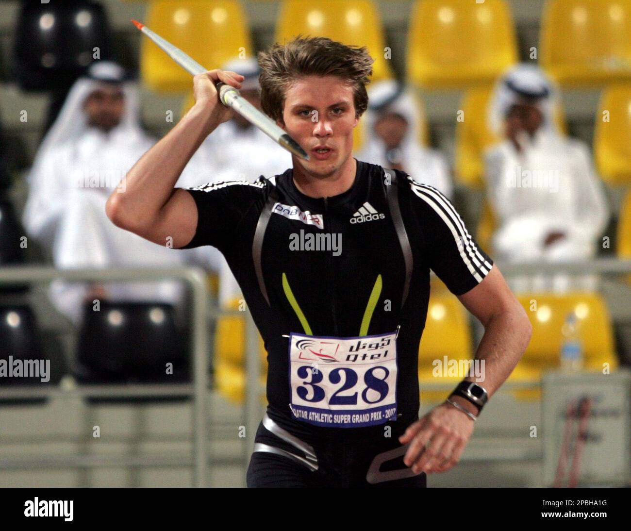 Andreas Thorkildsen of Norway competes in the javelin throw at the