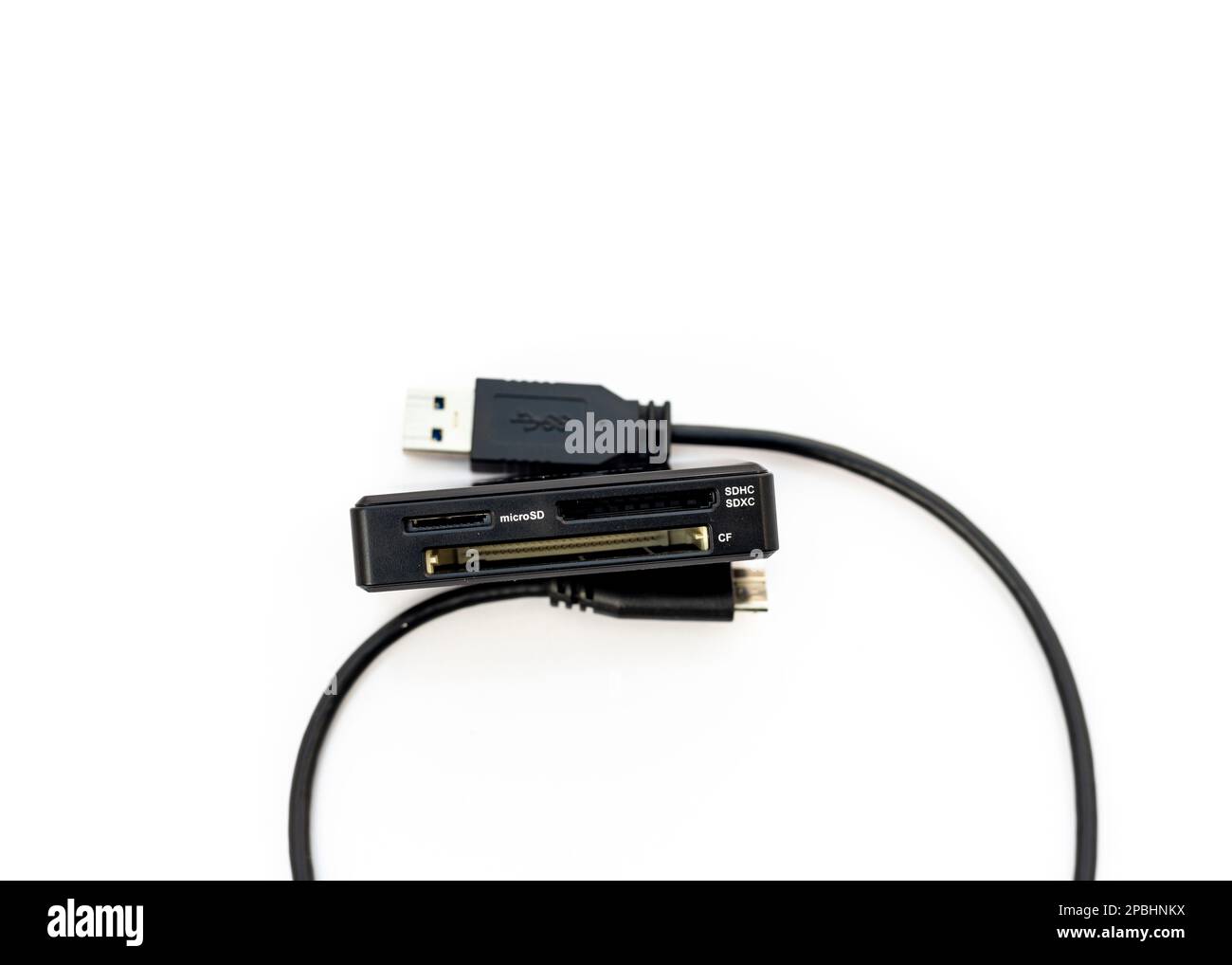 Multi slots memory card reader isolated on white background Stock Photo