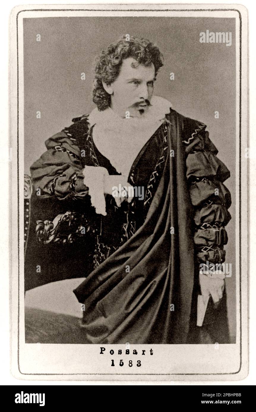 1865 ca : The german theatre actor  and director ERNST Von POSSART ( 1841 - 1921 ). Connected with the Munich Court Theatre after 1864, he became the oberregisseur in 1875 . In 1877 he was made director of the Bavarian royal theatres; from 1887 to 1892 toured the United States, Germany, Russia, and The Netherlands; in 1895 to 1905 was general director of the Bayerische Hoftheater; and in 1901 opened the Prinzregententheater ( Prince Regent's Theatre ). In the private royal theatre ( the Residenz ) he produced several of Mozart 's operas. Among his own roles were Nathan, Gessler, Mephisto, Iago Stock Photo