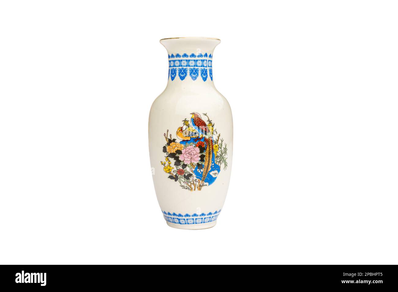 Pottery flower vase isolated on white background Stock Photo