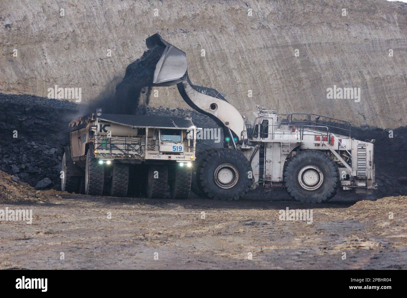 Lignite coal is mined at the Freedom Mine in Beulah, N.D., on March 28,  2007. The nearby Great Plains Synfuels Plant transforms the low-grade coal  into natural gas. (AP Photo/James MacPherson Stock