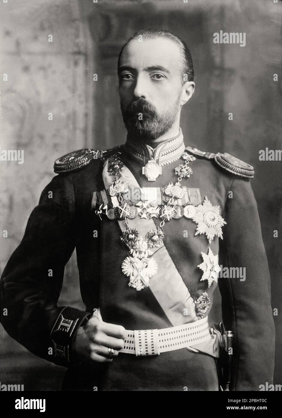 1918 ca : The russian Grand Duke Michael of Russia ( Mikhail Aleksandrovich Romanov , 1878 - 1918 ), was the younger brother of Tsar Nicholas II of Russia. Nicholas abdicated in favour of Michael on March 15 1917, but the next day Michael deferred acceptance of the throne. Michael was a son of Alexander III of Russia and Dagmar of Denmark. His paternal grandparents were Alexander II of Russia and his first wife Marie of Hesse and by Rhine. His maternal grandparents were Christian IX of Denmark and Louise of Hesse-Kassel (or Hesse-Cassel). Michael was a younger brother of Nicholas II of Russia, Stock Photo