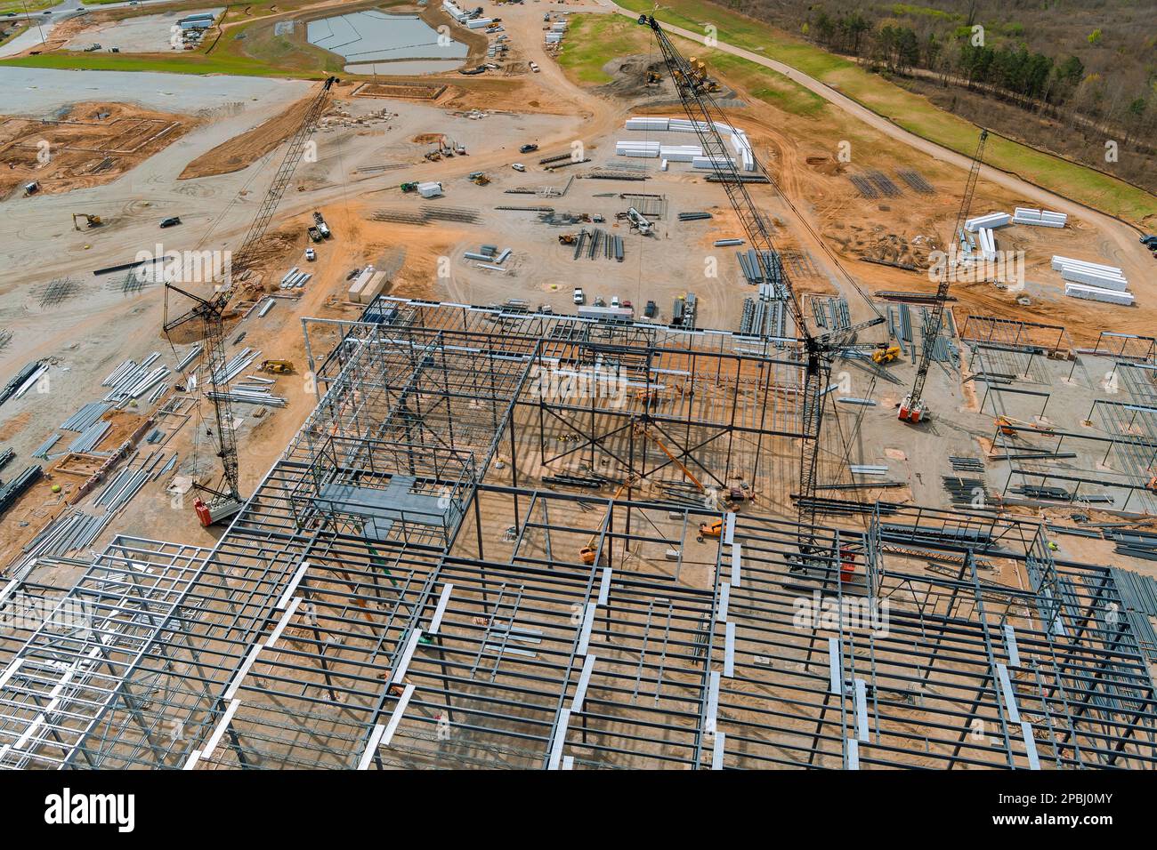 During construction of industrial buildings crawler cranes are used to ...