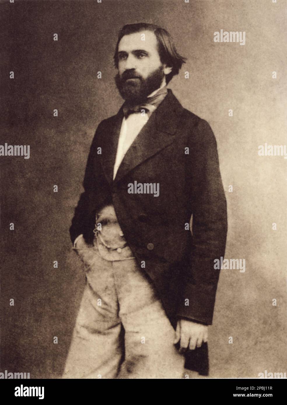 1857 , Paris , France : The celebrated italian music composer GIUSEPPE VERDI ( 1813 - 1901 ). Photo by E. Disderi - COMPOSITORE - OPERA LIRICA - CLASSICA - CLASSICAL - PORTRAIT - RITRATTO - MUSICISTA - MUSICA - BEARD - BARBA - FIOCCO - BOW - CRAVATTA - TIE - papillon ------ ----   ARCHIVIO GBB Stock Photo