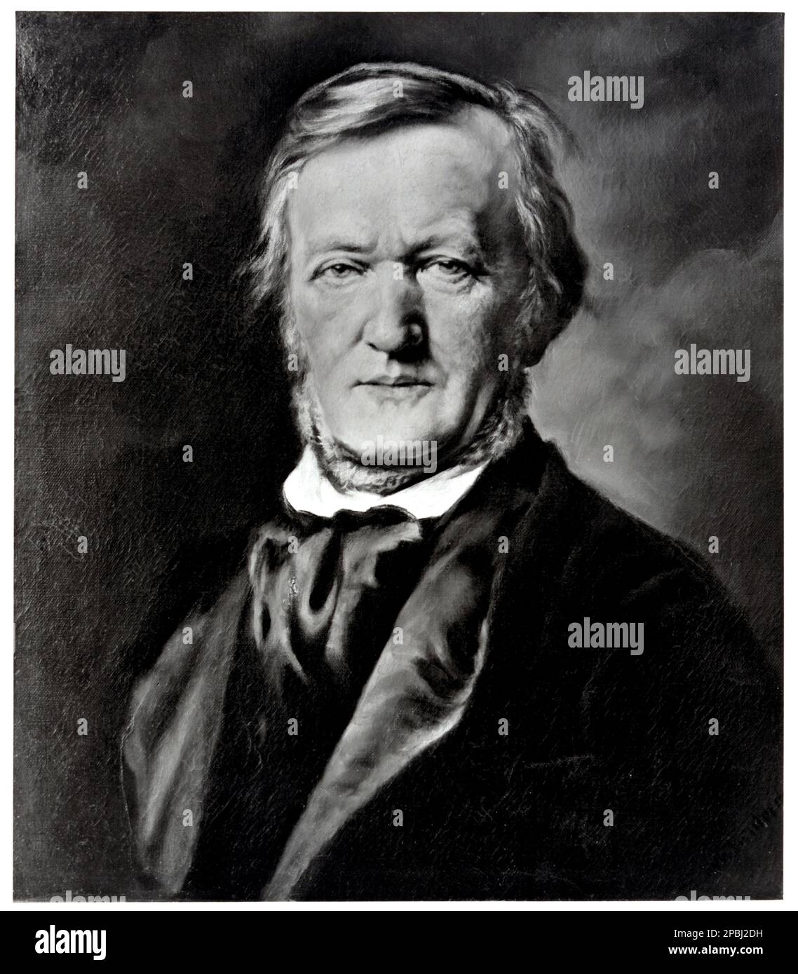 1945 ca, Berlin,  GERMANY : The portrait of german music composer RICHARD WAGNER ( 1813- 1883 ) found by the American Allied Force into the personal Art Collection of Fhurer ADOLF HITLER into the bunker the day of the fall of the dictator  - MUSIC - CLASSICAL - MUSICA CLASSICA - LIRICA - OPERA  - compositore - musicista - COMPOSITORE - OPERA LIRICA  - MUSICISTA  - NAZISMO - NAZISM - NAZISTA - NAZI - NAZIST  - -- ----   ARCHIVIO GBB Stock Photo