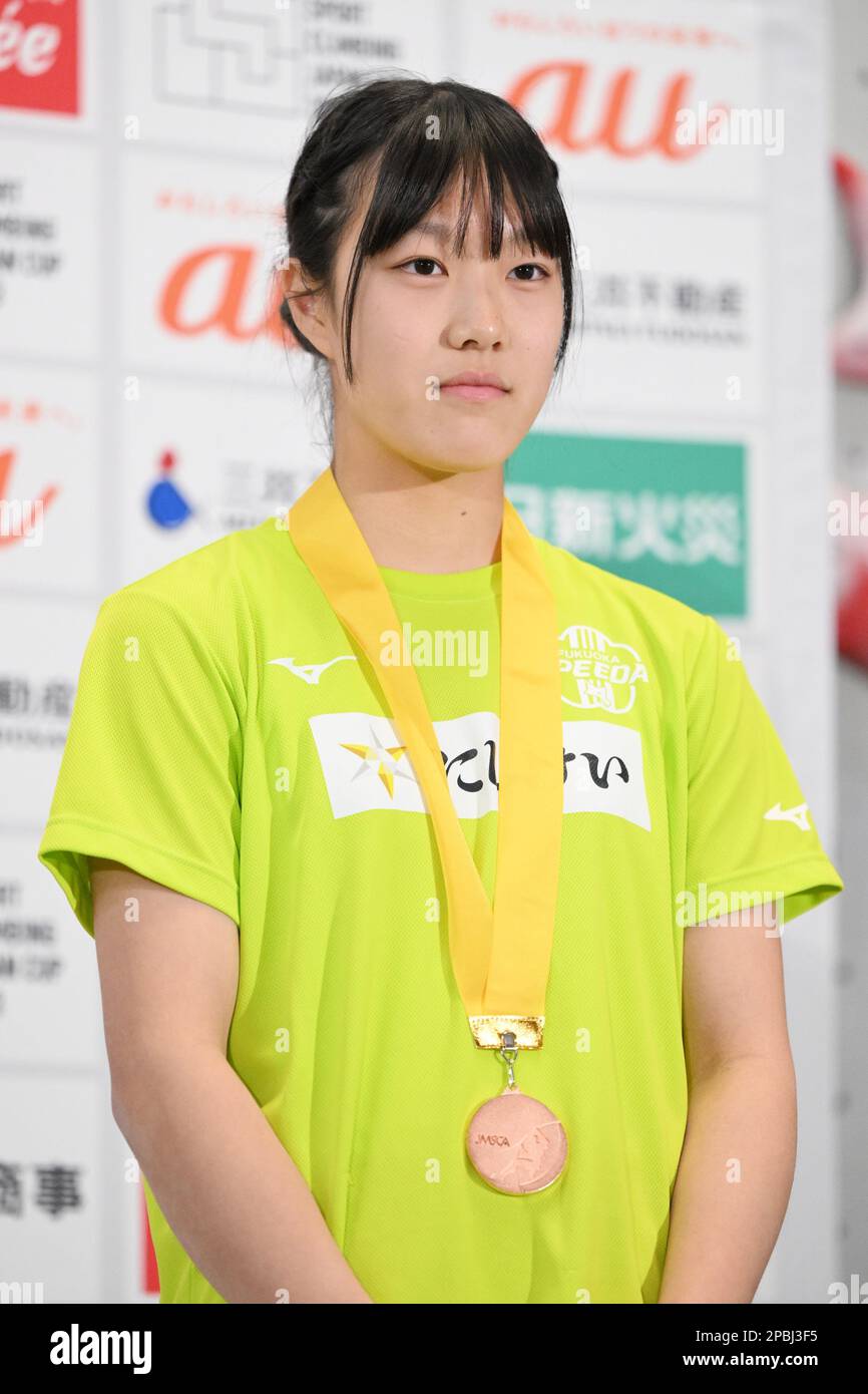 Chiba, Japan. Credit: MATSUO. 12th Mar, 2023. Arisa Minami Sport Climbing :  The 3rd Speed Japan Youth Championships Women's Youth A Award ceremony at  Makuhari Sohgoh High School in Chiba, Japan. Credit: