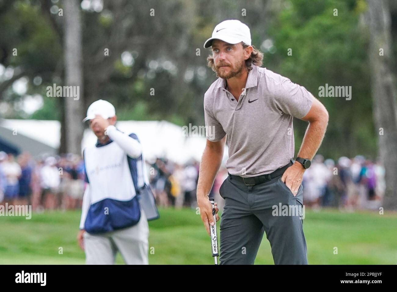 Ponte Vedra Beach, Florida, USA. 12th Mar, 2023. Tommy Fleetwood on the 18th green during the final round of the PLAYERS Championship 2023 at TPC Sawgrass. (Credit Image: © Debby Wong/ZUMA Press Wire) EDITORIAL USAGE ONLY! Not for Commercial USAGE! Stock Photo