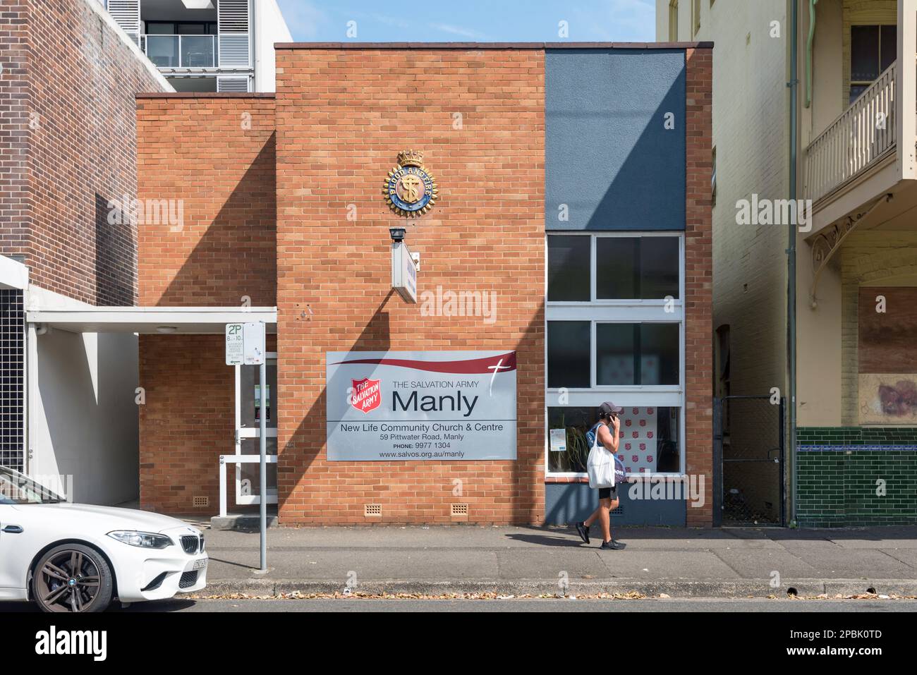 The 1950's style box like Salvation Army building in the beachside Sydney suburb of Manly in New South Wales, Australia Stock Photo