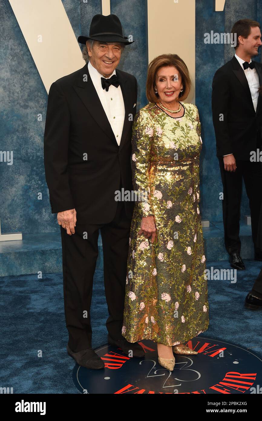 March 12, 2023, Beverly Hills, CA, USA: LOS ANGELES - MAR 12: Paul Pelosi, Nancy Pelosi at the 2023 Vanity Fair Oscar Party at the Wallis Annenberg Center for the Performing Arts on March 12, 2023 in Beverly Hills, CA (Credit Image: © Kay Blake/ZUMA Press Wire) EDITORIAL USAGE ONLY! Not for Commercial USAGE! Stock Photo