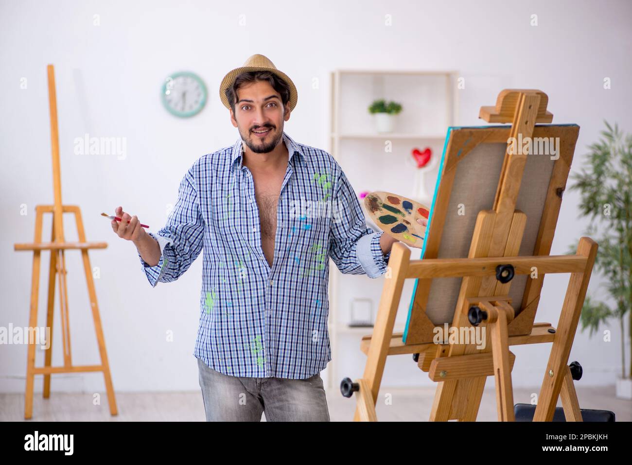 Portrait joyful young man paint hi-res stock photography and images - Alamy