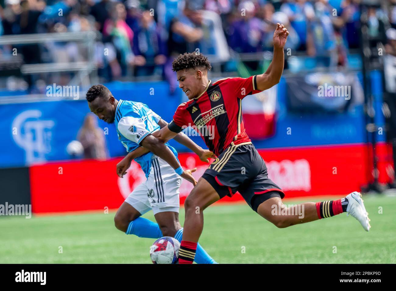 Charlotte, North Carolina, USA. 11th Mar, 2023. Atlanta Union FC Defender CALEB WILEY (USA) plays against the Charlotte FC at the Bank of America Stadium in Charlotte, North Carolina, USA. The Atlanta Union FC win the match, 3-0. (Credit Image: © Walter G. Arce Sr./ZUMA Press Wire) EDITORIAL USAGE ONLY! Not for Commercial USAGE! Stock Photo