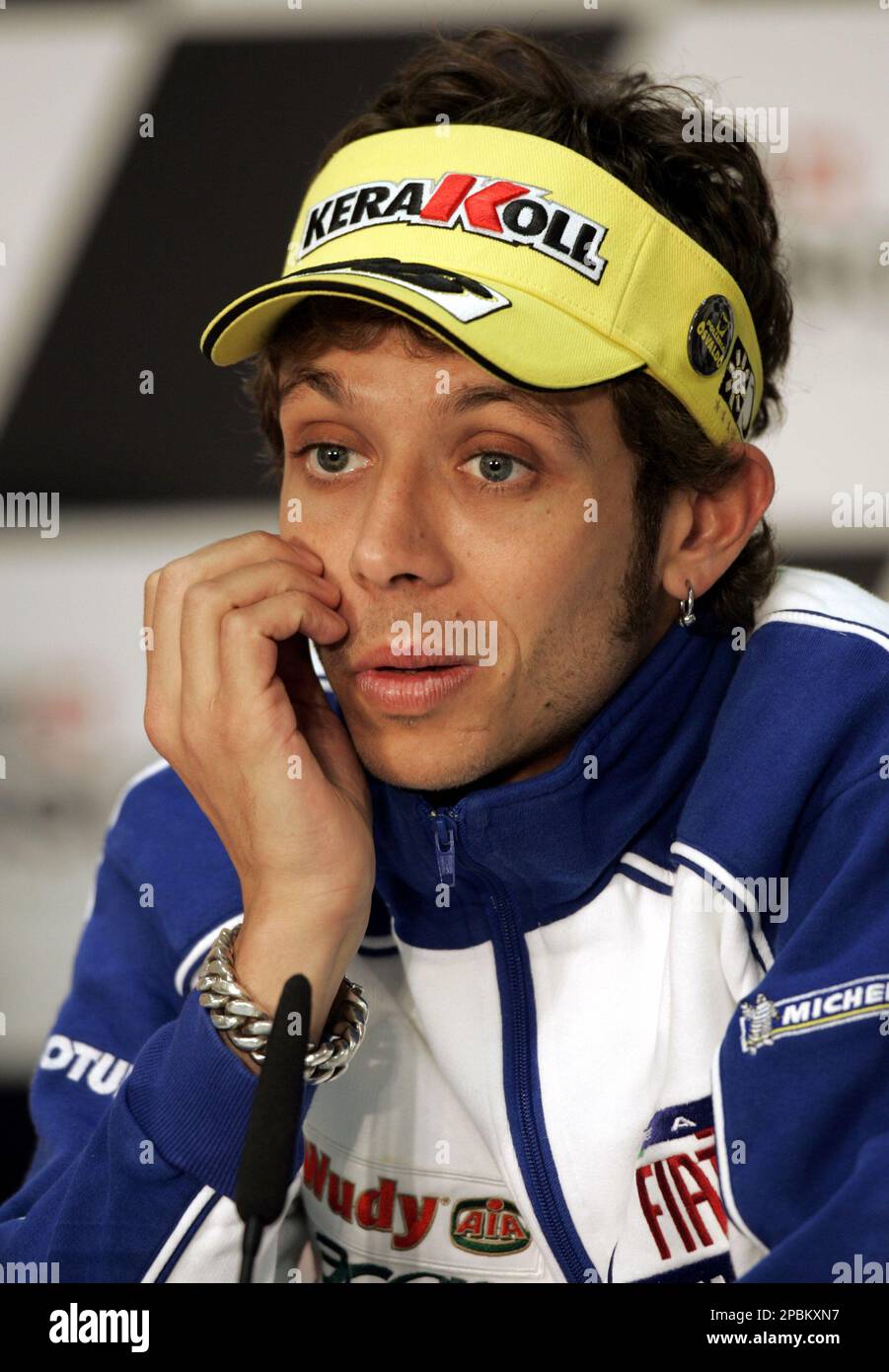 Fiat Yamaha Moto GP rider Valentino Rossi of Italy is seen during a press  conference at the Istanbul Park racing track in Istanbul, Turkey, Thursday,  April 19, 2007. The Moto GP Turkish