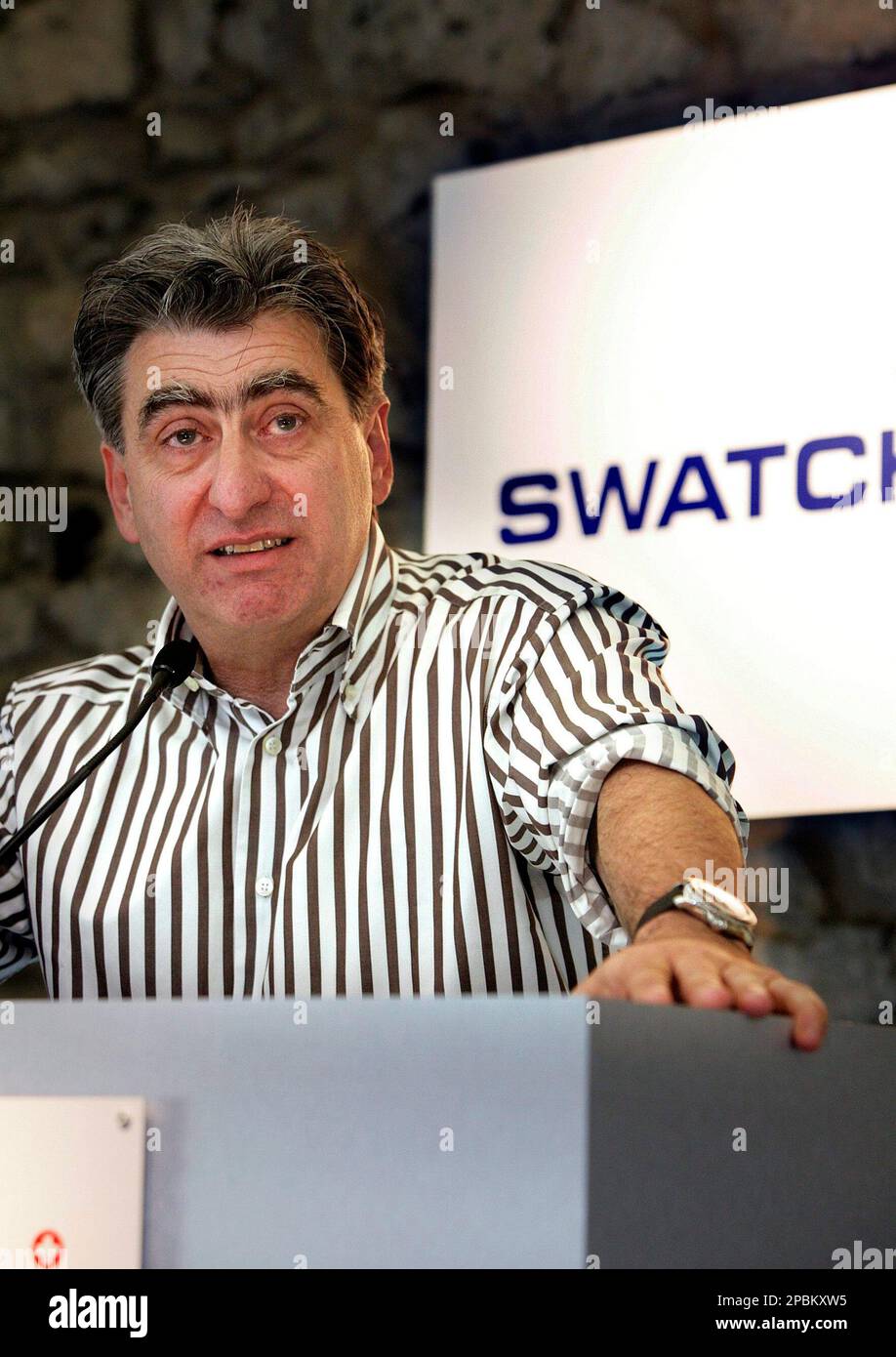 Nicolas Hayek Jr. CEO of The Swatch Group speaks during a press