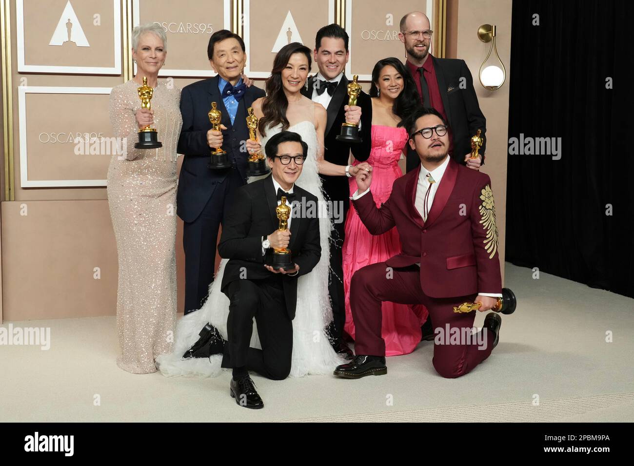 Jamie Lee Curtis, from left, James Hong, Michelle Yeoh, Jonathan Wang