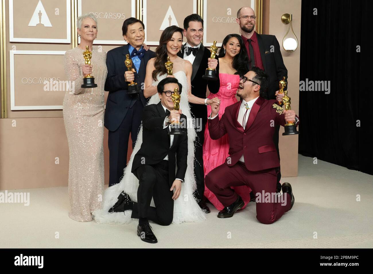 Jamie Lee Curtis, from left, James Hong, Michelle Yeoh, Jonathan Wang