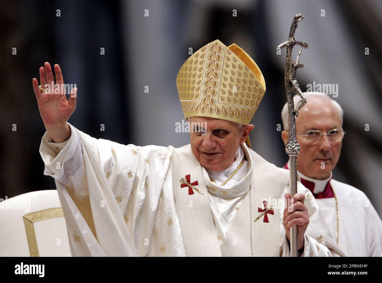Pope Benedict XVI celebrates a Chrism Mass inside St. Peter's Basilica ...
