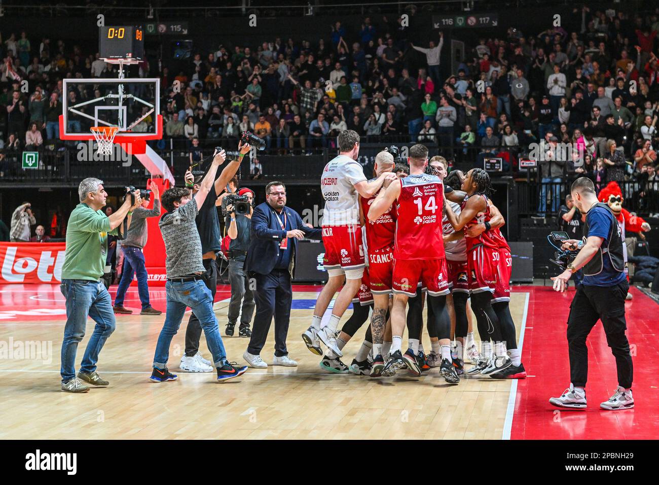 Belgium . 12/03/2023, BC Antwerp winning the Cup pictured after a basketball game between