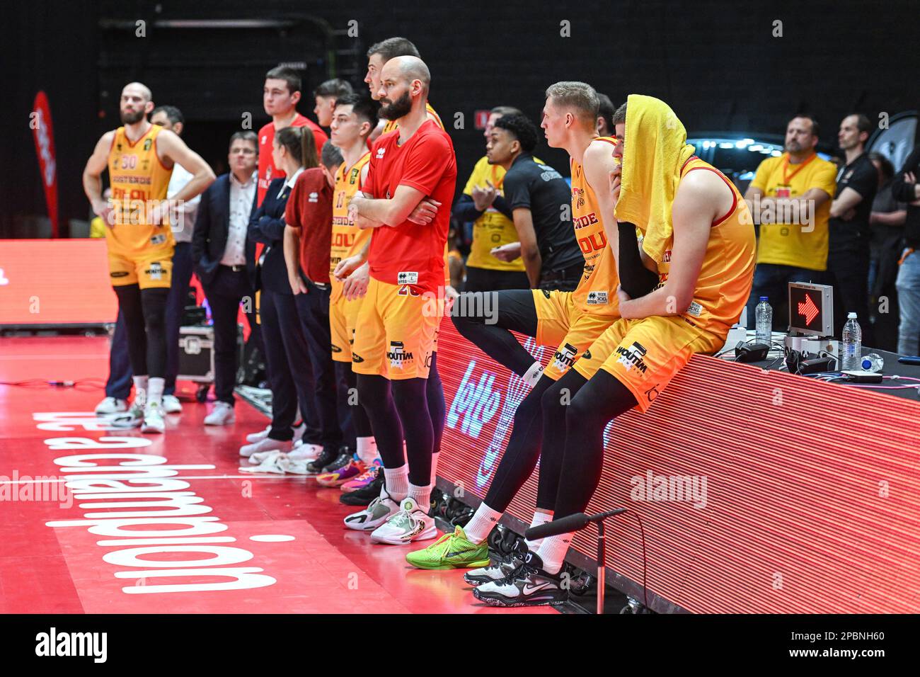 Belgium . 12/03/2023, Team BC Ostend pictured after a basketball game