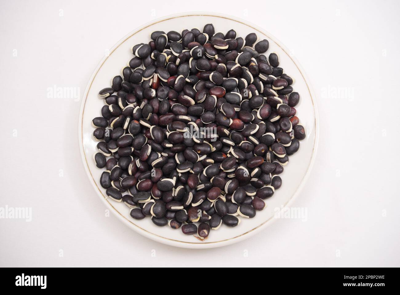 Black Hyacinth Beans 'njahi' on an isolated white background Stock