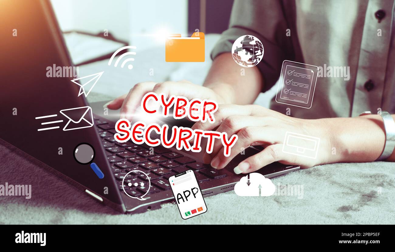 cybersecurity concept, secure internet access Future technology and cybernetics. Stock Photo