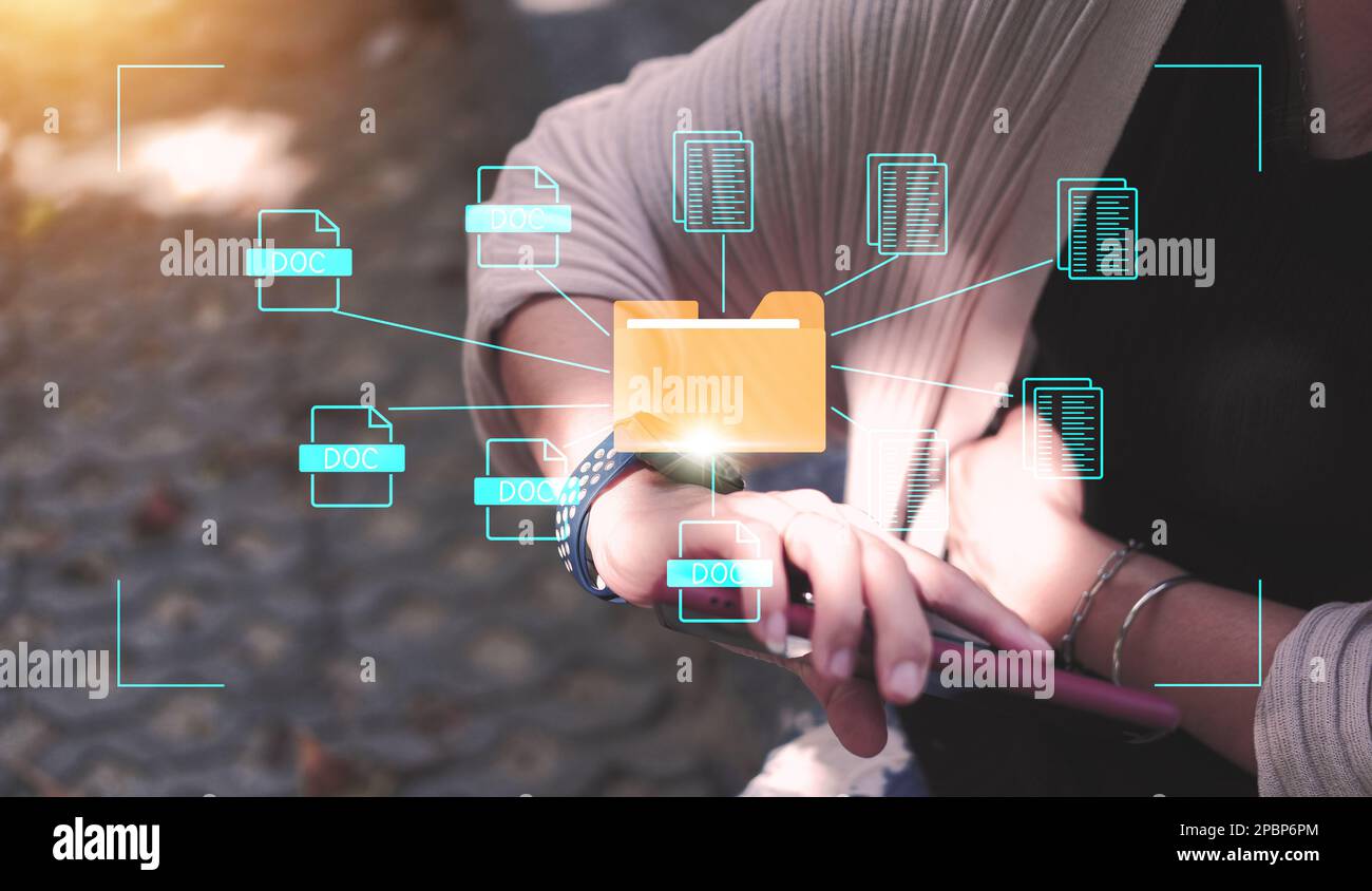Concept : Document management system , folder and document icon ...
