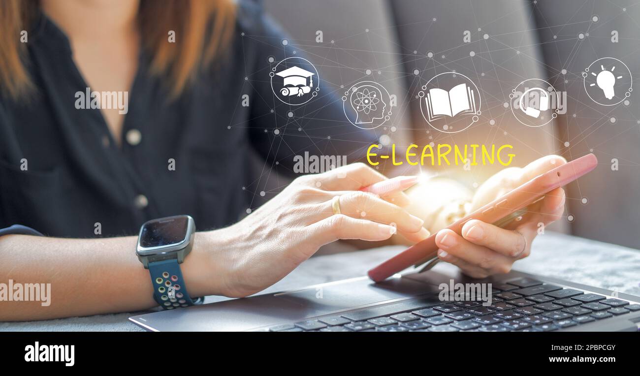 E-learning Internet Technology education concept online learning with ...