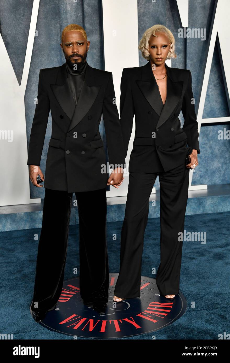 LaKeith Stanfield, left, and Kasmere Trice arrive at the Vanity Fair