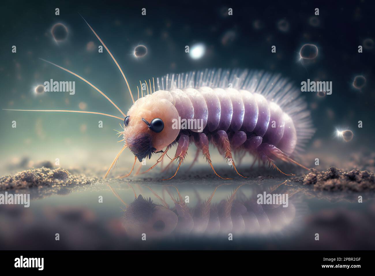 Dust mite magnified through an electron microscope created by