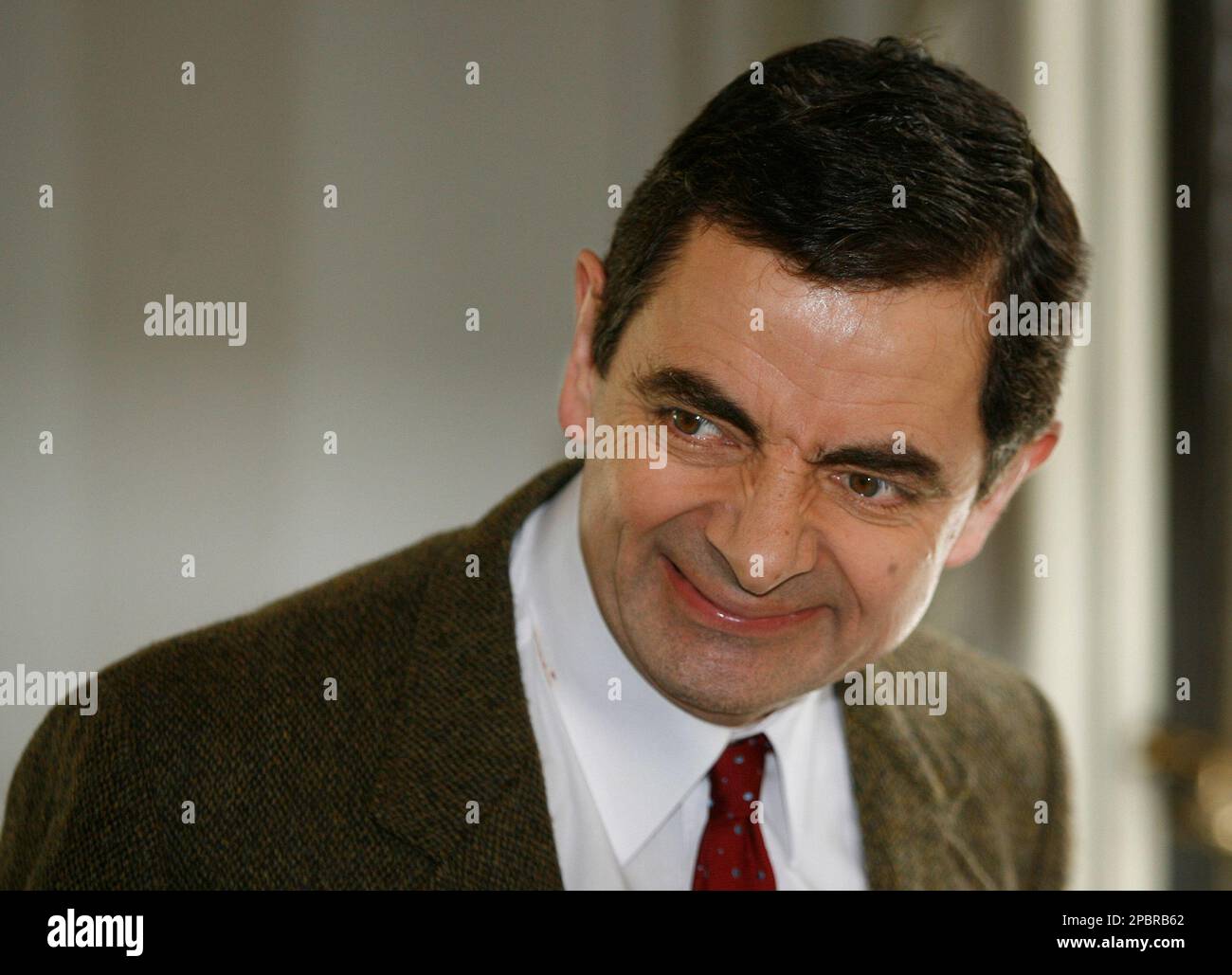 British actor Rowan Atkinson playing the part of character 'Mr Bean