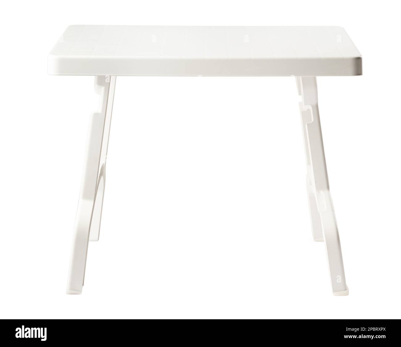 White plastic folding table isolated on white Stock Photo Alamy