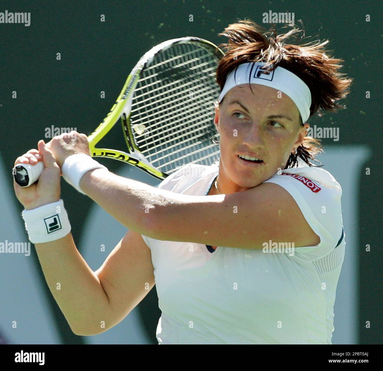 Second-seed Svetlana Kuznetsova of Russia returns to Nicole Vaidisova of  Czech Republic during their quarterfinal match at the Pacific Life Open  tennis tournament in Indian Wells, Calif. Thursday, March 15, 2007.  Kuznetsova