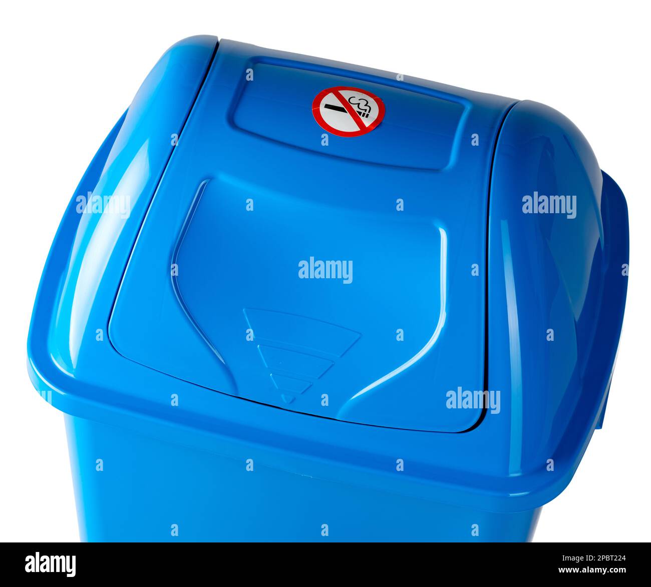 A blue trash bin isolated on white Stock Photo Alamy