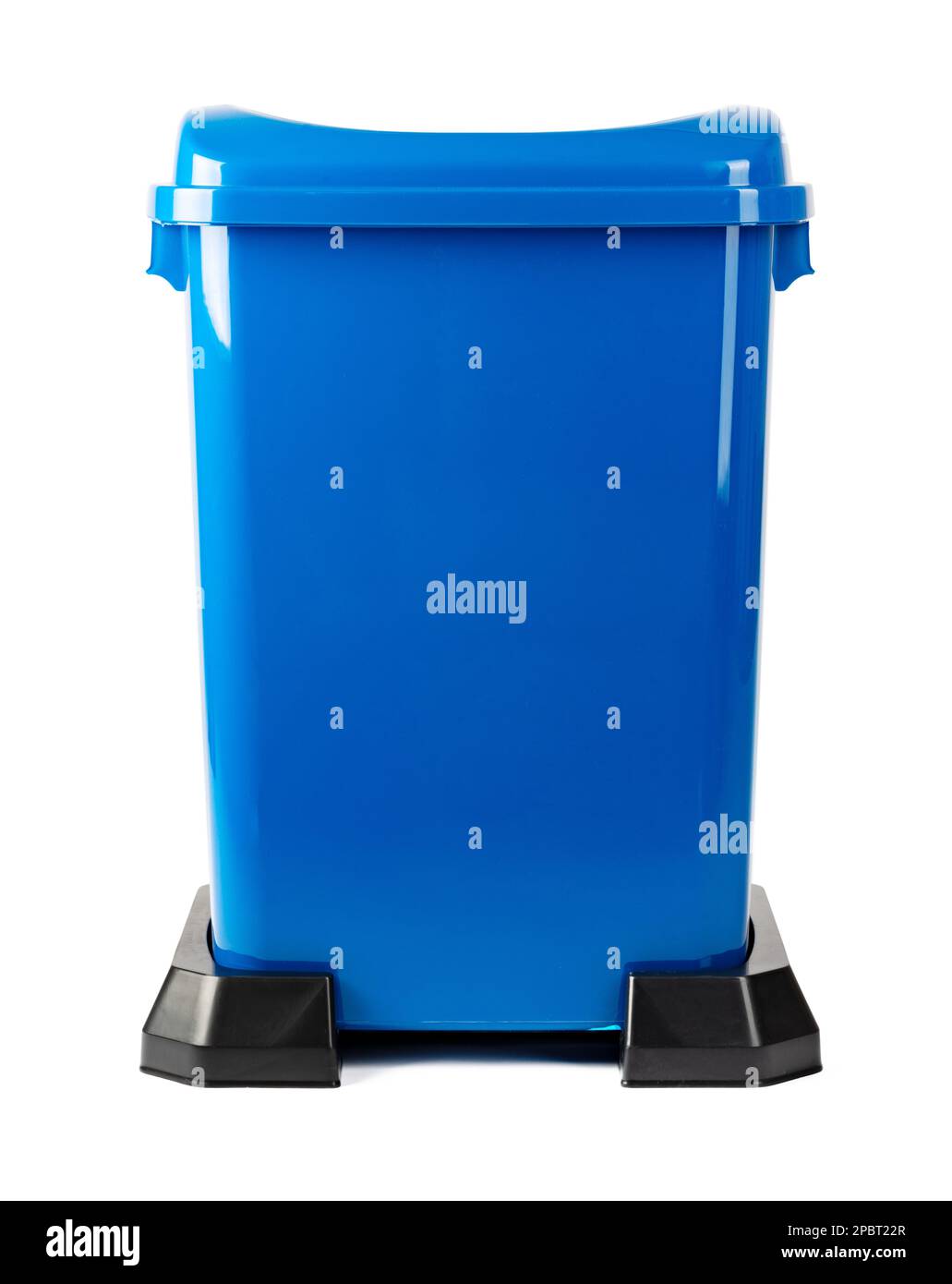 A blue trash bin isolated on white Stock Photo Alamy