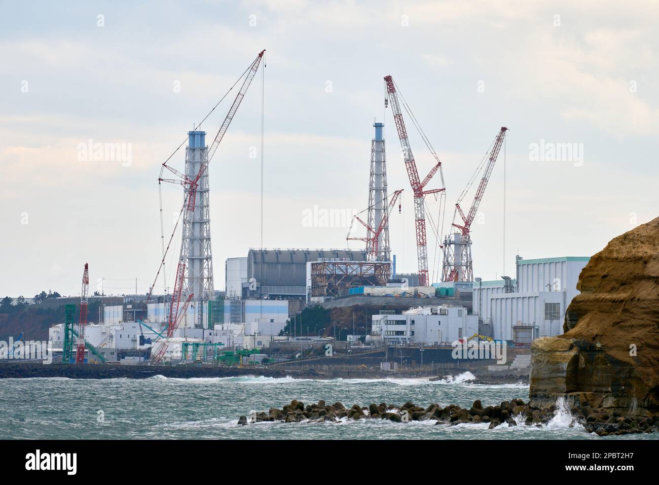 (230313) -- FUKUSHIMA, March 13, 2023 (Xinhua) -- This photo taken on March 6, 2023 shows the Fukushima Daiichi nuclear power plant in Futabacho, Futabagun of Fukushima Prefecture, Japan. Struck by a magnitude-9.0 earthquake and ensuing tsunami that hit Japan's northeast on March 11, 2011, the power plant suffered core meltdowns, resulting in a level-7 nuclear accident, the highest on the International Nuclear and Radiological Event Scale. Twelve years after the 2011 accident traumatized Fukushima's fishing industry, local fishermen are still struggling for recovery. As Japan pushes ahead w Stock Photo
