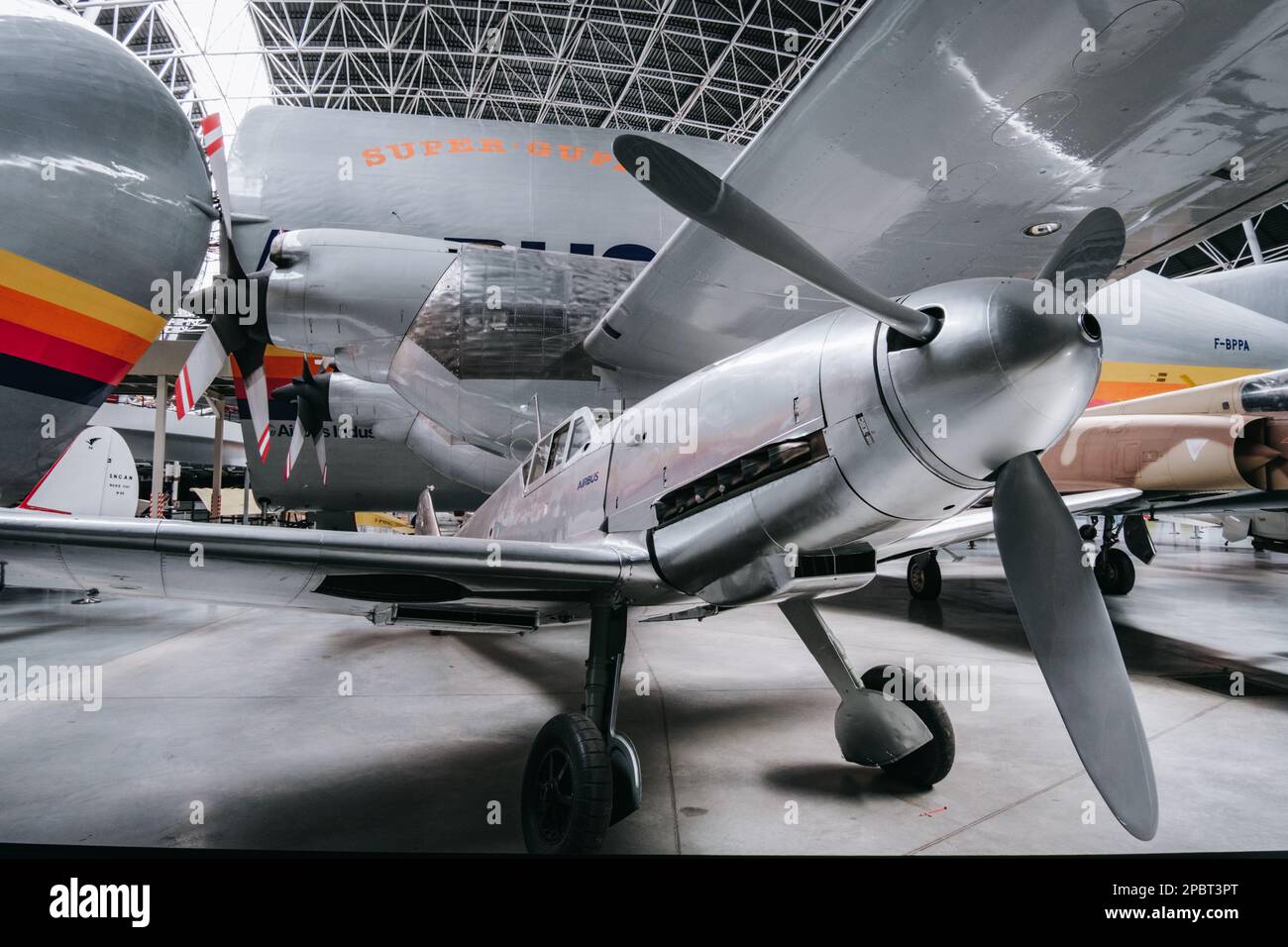 Messerschmidt military aircraft at the Aeroscopia museum near Toulouse in the south of France (haute Garonne) Stock Photo