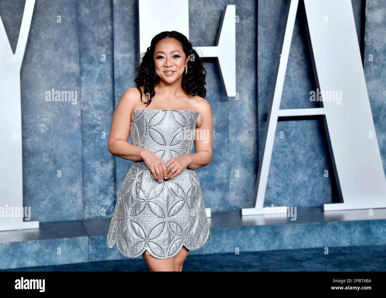Stephanie Hsu arrives at the Vanity Fair Oscar Party on Sunday, March