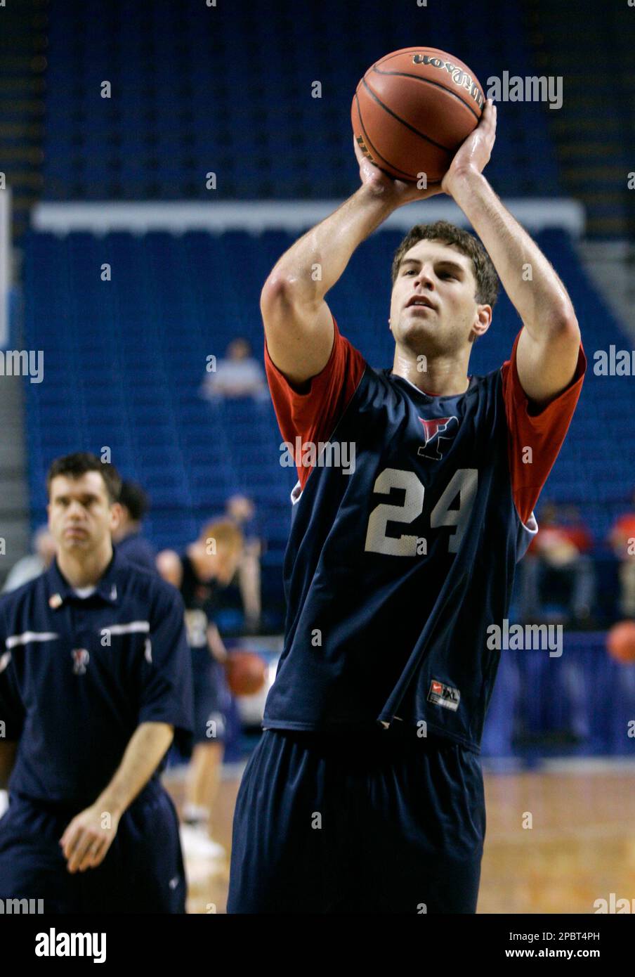 Penn's Mark Zoller shoots as the team practices in Lexington, Ky., Wednesday, March 14, 2007