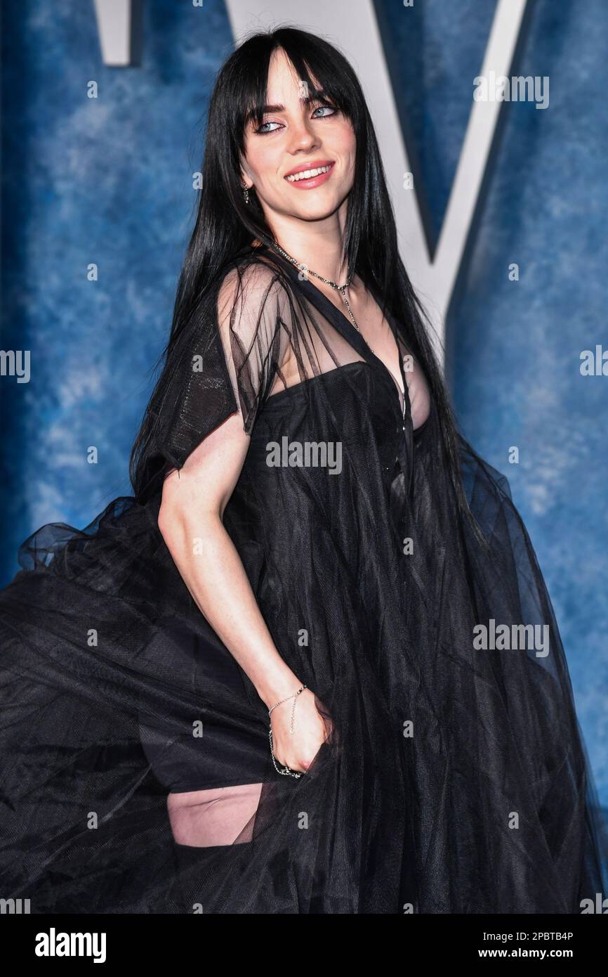 Beverly Hills, USA. 13th Mar, 2023. Billie Eilish walking on the red carpet  at the 2023 Vanity Fair Oscar Party held at the Wallis Annenberg Center for  the Performing Arts in Beverly