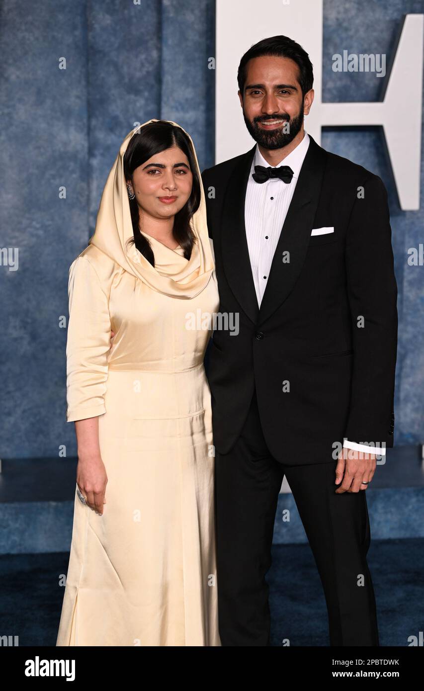 Malala Yousafzai and Asser Malik attend the Vanity Fair Oscar Party