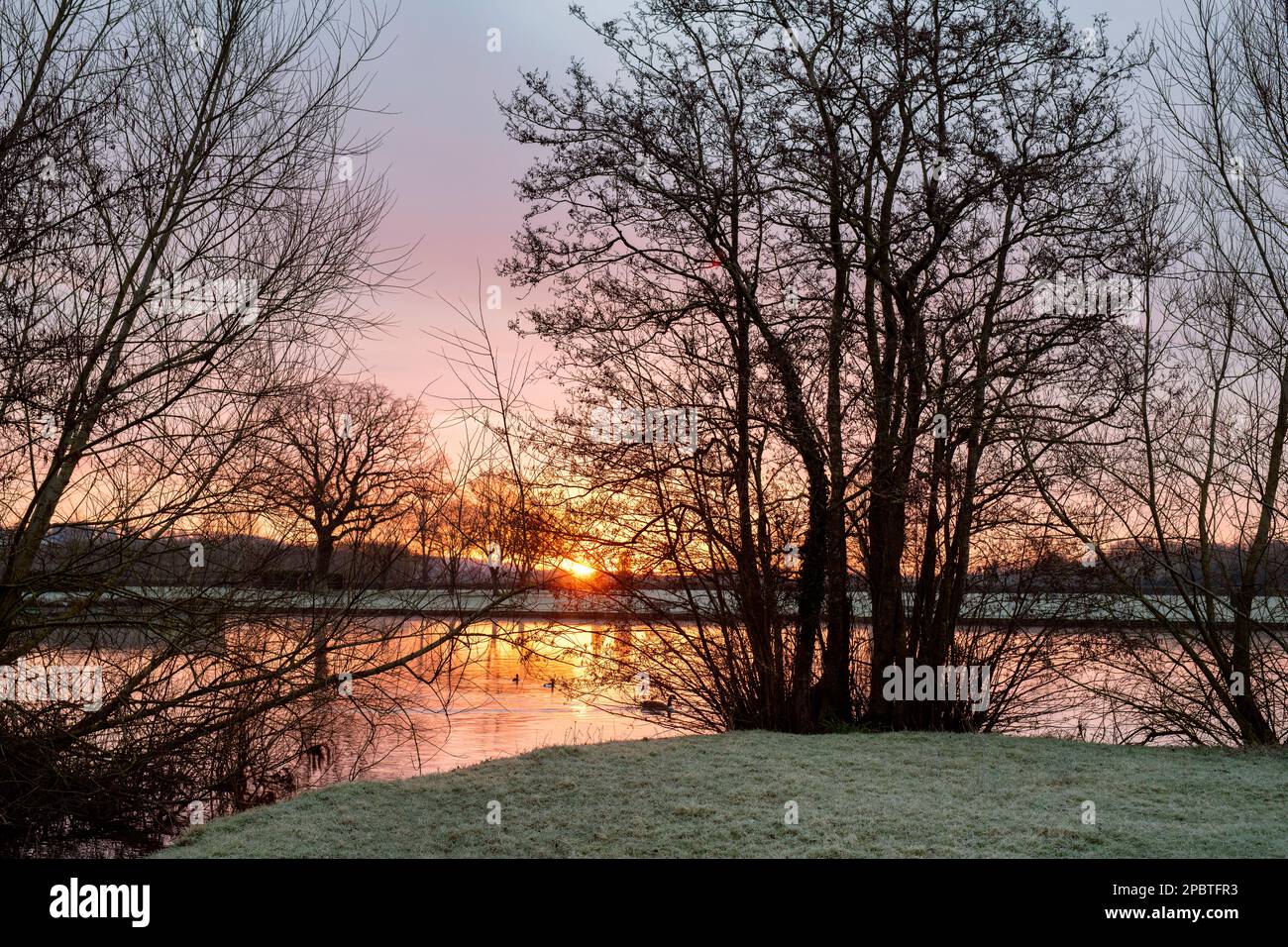 Sunrise along the River Thames. Henley on Thames, Oxfordshire, England Stock Photo