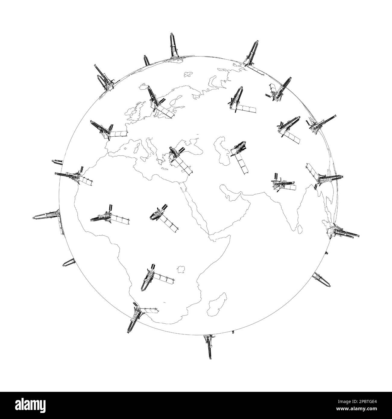 Oil rigs on Earth Stock Photo