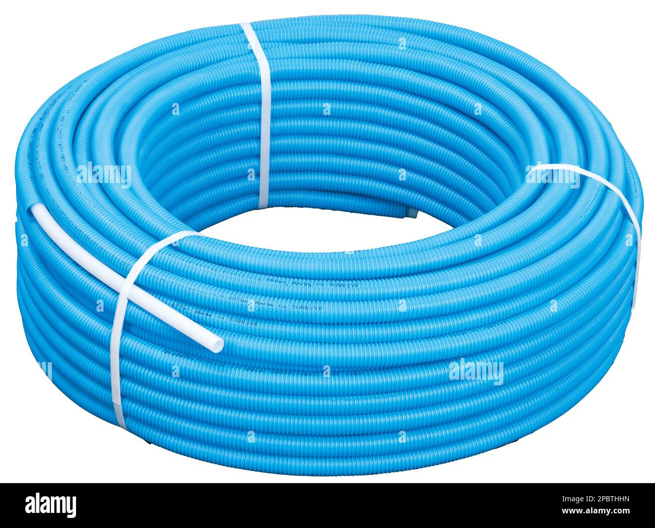 Bunches of PVC pipe sitting on palets at a wholesale pipe store. Stock Photo