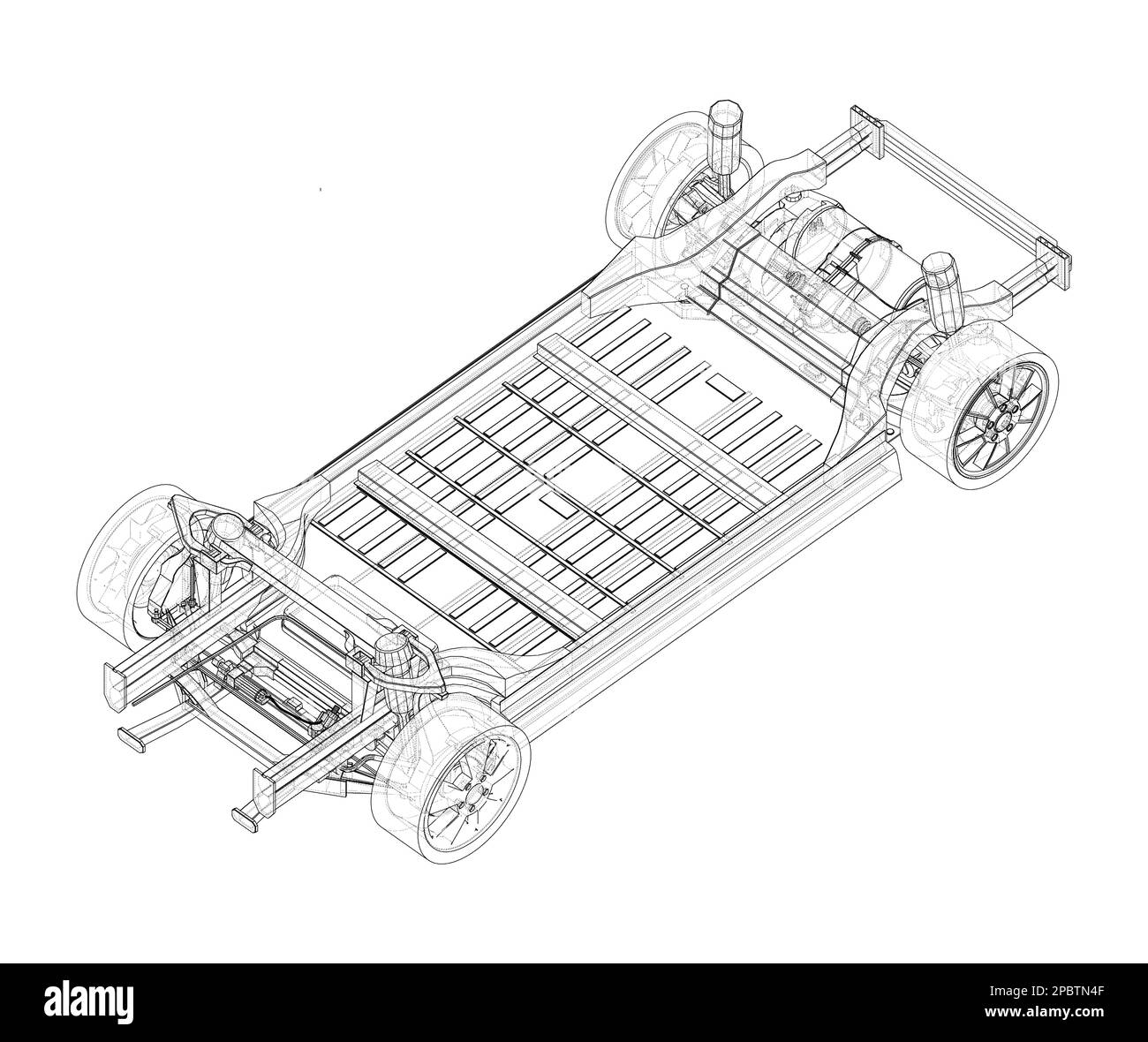 Electric Car Chassis with battery Stock Photo Alamy