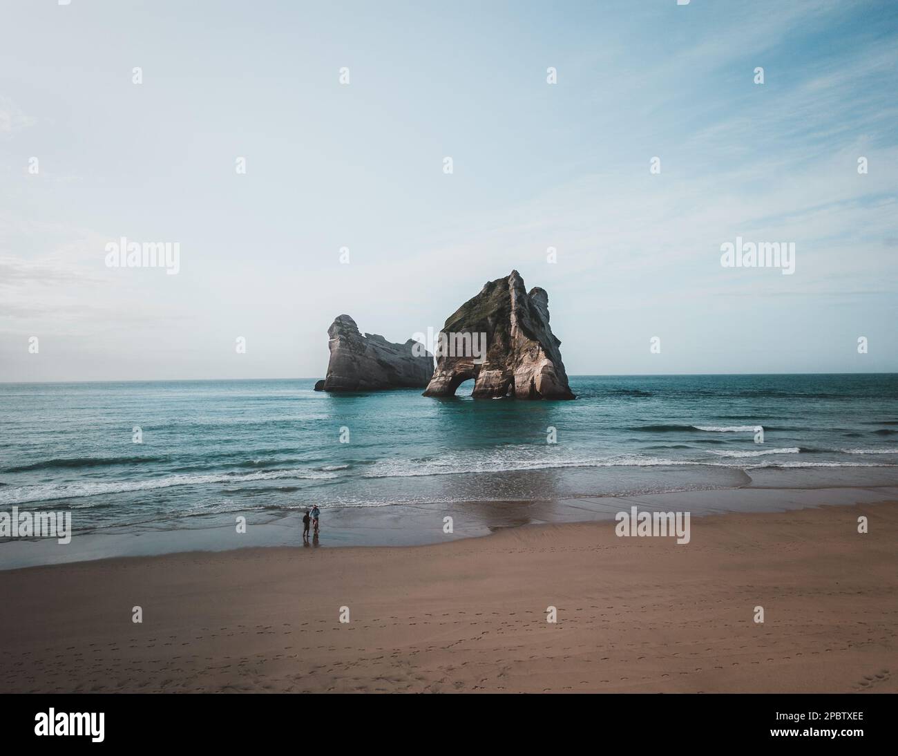 The Out-of-World Archway Islands in New Zealand Stock Photo