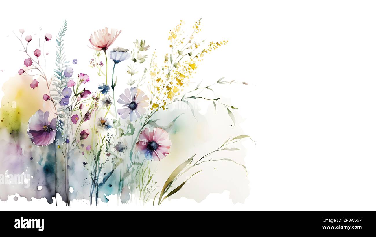 Watercolor floral composition flower wall decor