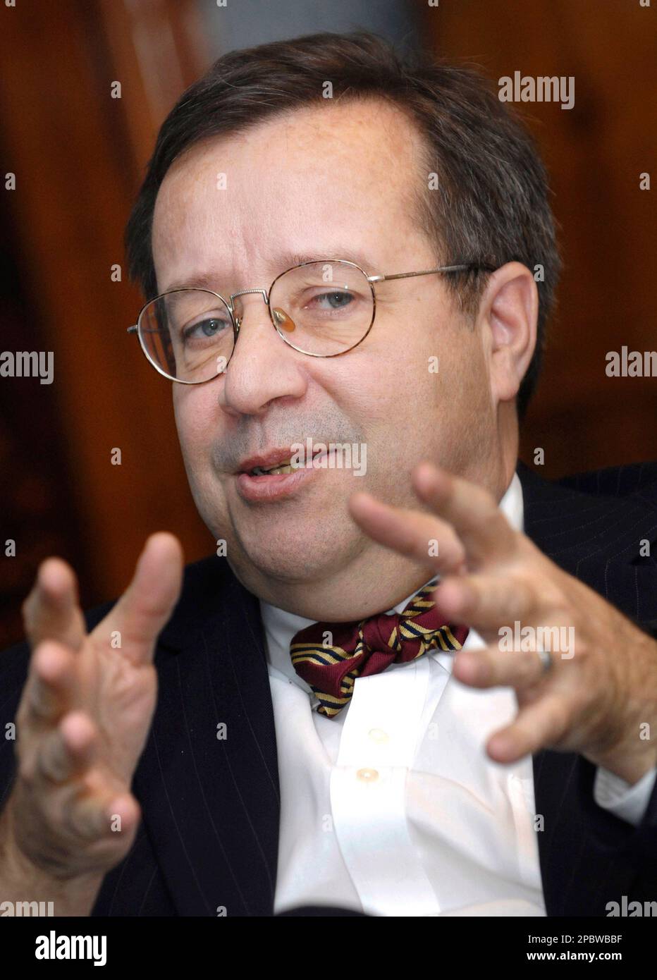 ** FILE ** Estonian President Toomas Hendrik Ilves gestures as he ...