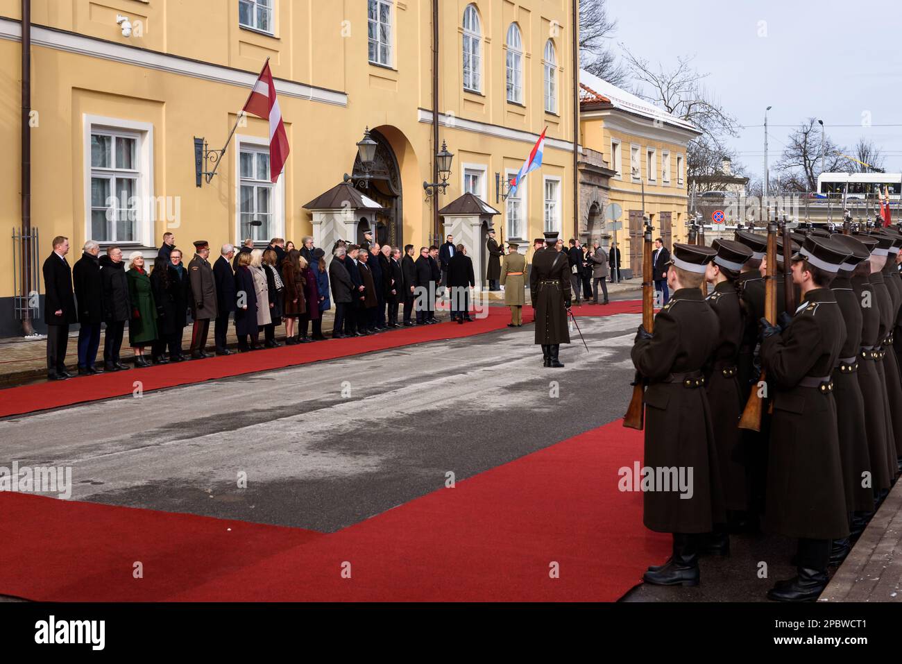 RIGA, LATVIA. 13th March 2023. His Royal Highness the Grand Duke of Luxembourg arrival at Riga Castle Stock Photo