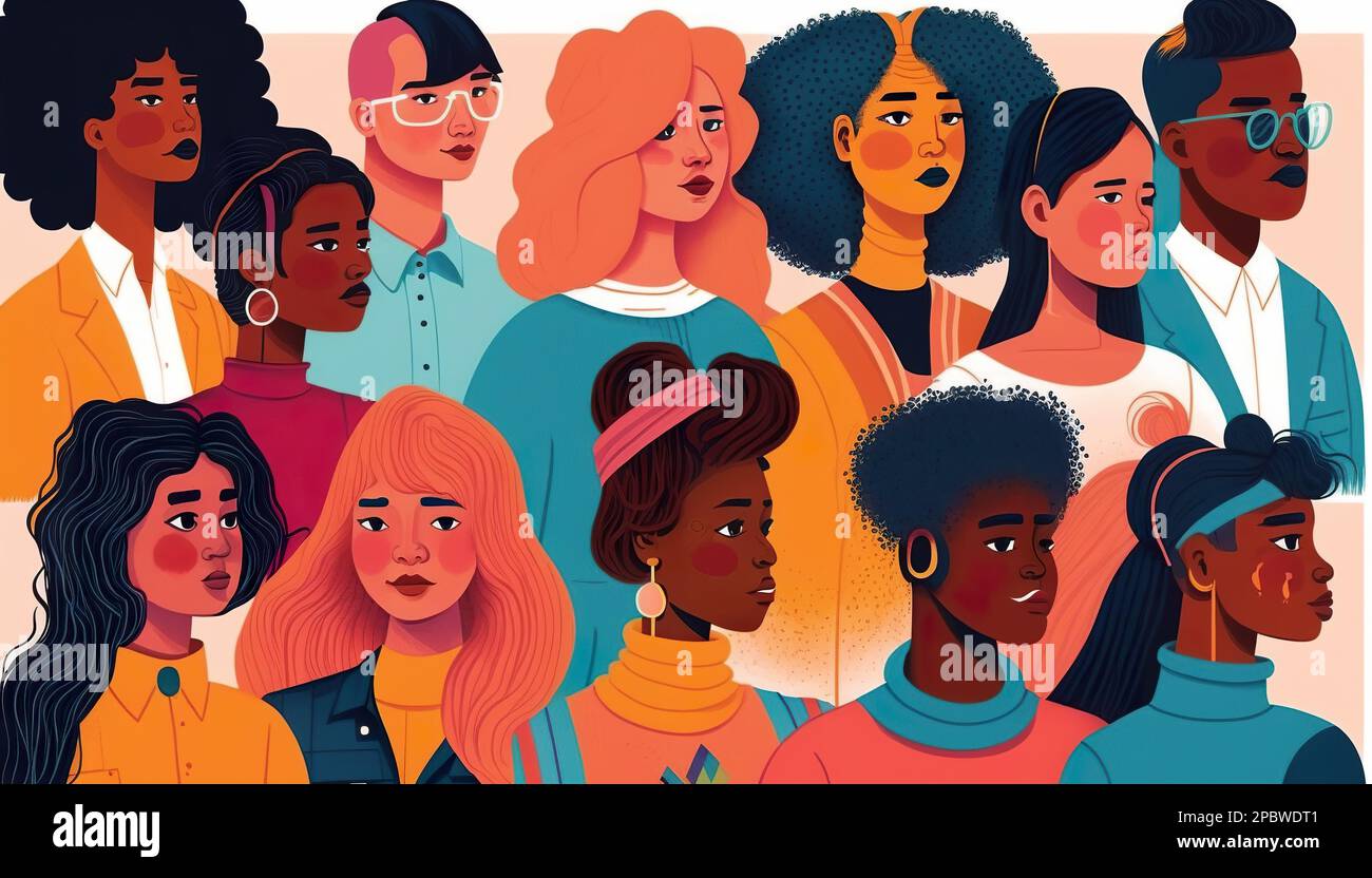 illustration-of-women-of-different-races-in-university-stock-photo-alamy