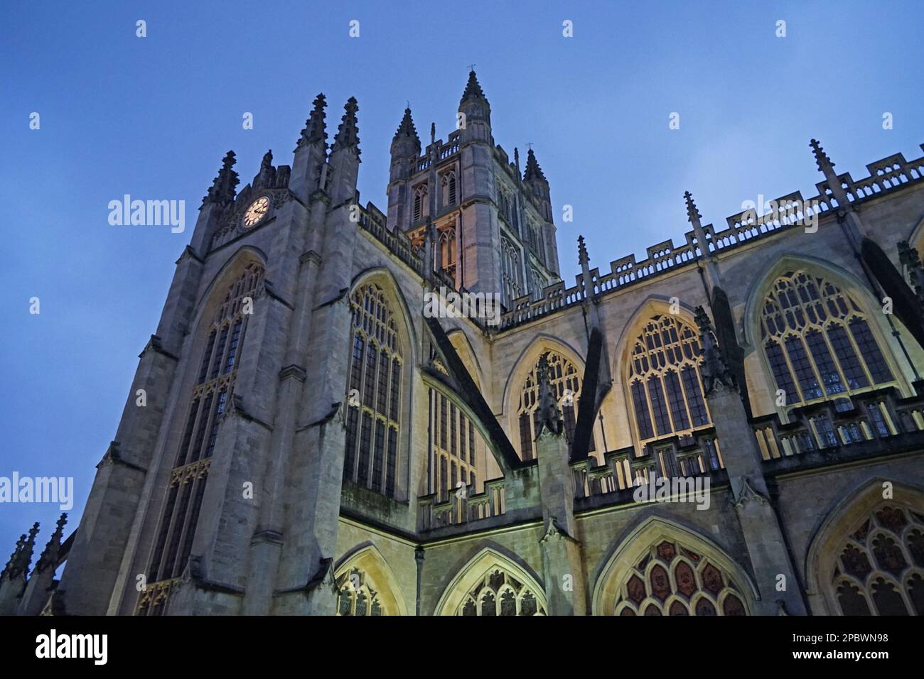 Exterior architecture of 'The Roman bath', interactive museum filled with many treasures and public natural hot springs- England, United Kingdom Stock Photo